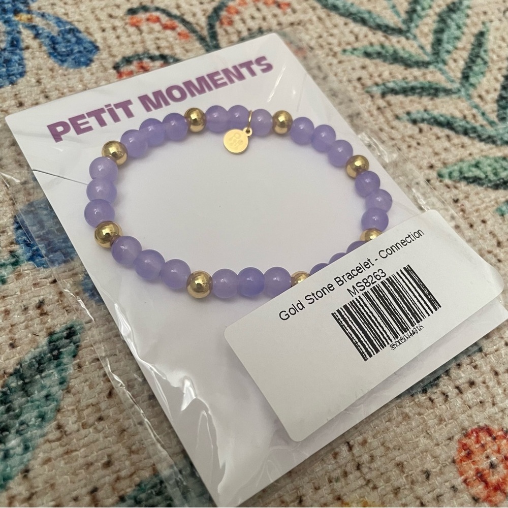 NWT Revolve Petit Moments Gold Lilac Purple Connection Stone Bracelet